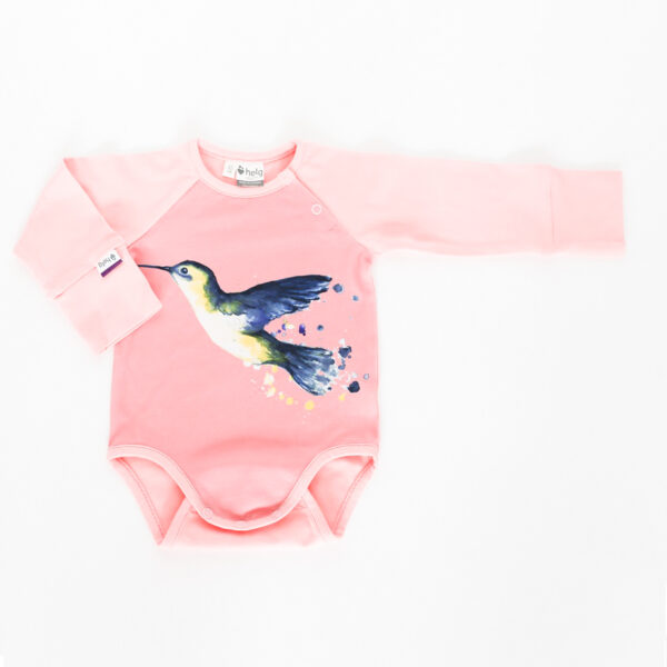 Pink yellow bird bodysuit with long sleeves Dory