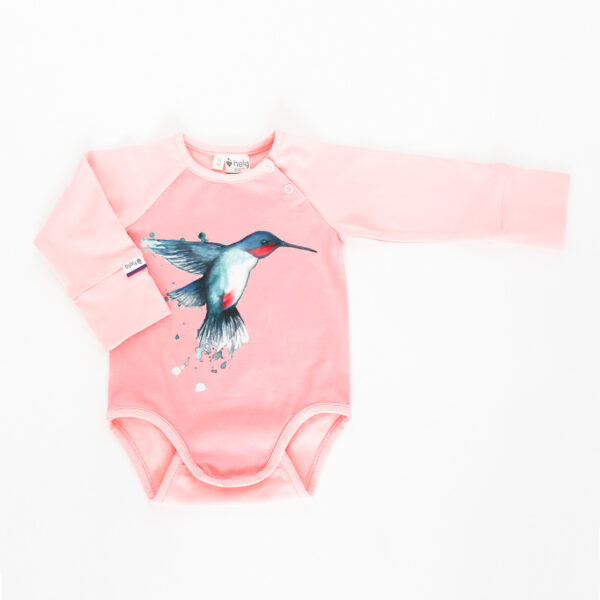 Pink blue bird bodysuit with long sleeves Dory