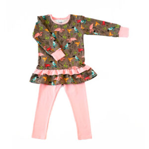 Pink/brown children's tunic and leggings set Flamingo