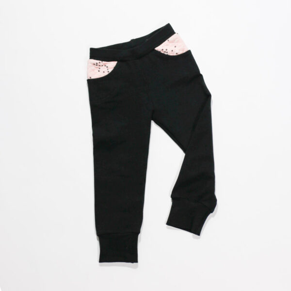 Black children's pants with pink pockets Savanna