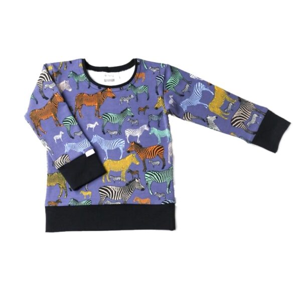 Blue children's sweater with zebras Little Star