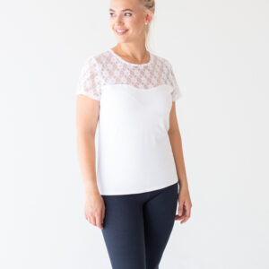 Pitsist ülaosa ja lukkudega valge imetamispluus - suurused S kuni XXL